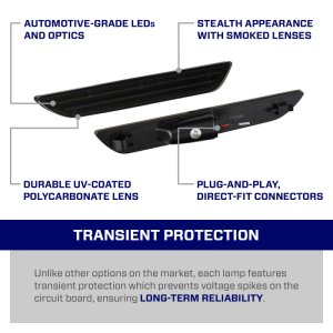 Ford Mustang LED Sidemarkers - Left and Right - FORM Lighting - OEM-Grade - Smoked - 2015